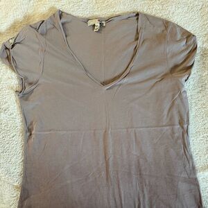 Joie Short Sleeve V-Neck Tee in Taupe Gray